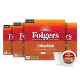 Folgers Colombian Coffee, Medium Roast, Keurig K-Cup Pods, 32 Count Boxes (Pack of 4)