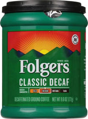 Folgers Decaf Coffee, Ground Coffee, Classic Medium Roast, 9.6 Ounce Canister
