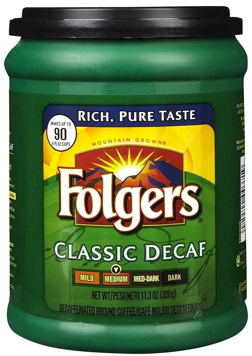 Folgers Classic Roast Decaf Ground Coffee, 11.3 oz