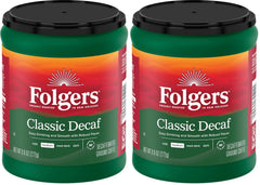 Folgers Decaf Coffee, Ground Coffee, Classic Medium Roast, 9.6 Ounce Canister (Pack of 2)