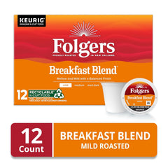 Folgers Breakfast Blend Mild Roast Coffee, 12 Keurig K-Cup Pods (Pack of 2)