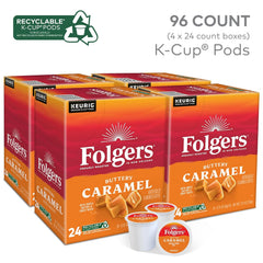 Folgers Caramel Drizzle Flavored Coffee, 96 Keurig K-Cup Pods