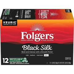 Folgers Black Silk, Dark Roast Coffee, Keurig K-Cup Pods, 12-Count Boxes (Pack of 6)