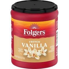 Folgers French Vanilla Flavored Ground Coffee, 9.6 Ounce Canister (Pack of 6)