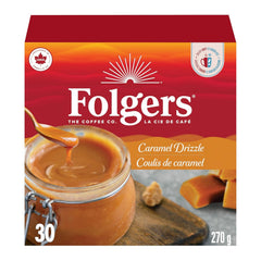 Folgers Caramel Drizzle Flavoured Coffee, Single-Serve K-Cup Pods For Keurig Coffee Makers, 30 Count